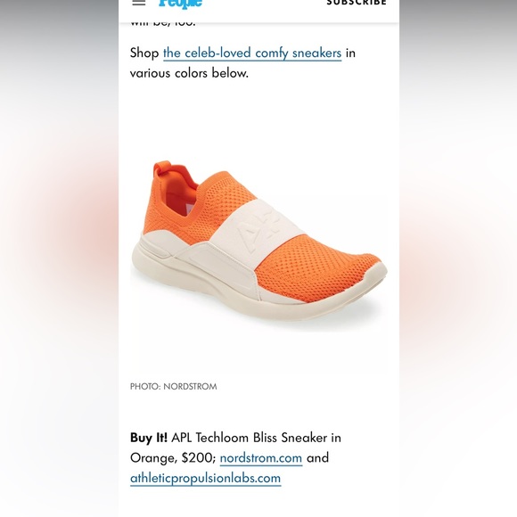 APL Womens Techloom Bliss Sneakers Orange White Size US8.5 Mesh Slip On - Picture 2 of 8